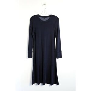 COS dark navy blue knit midi dress long sleeve knit midnight office XS business